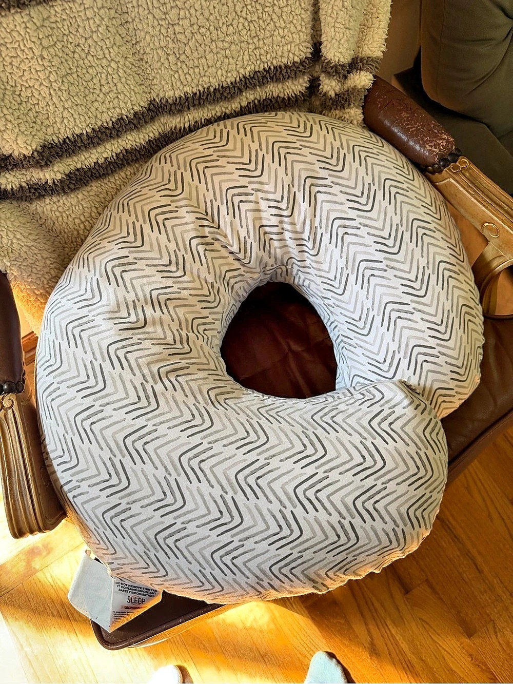Boppy Original Nursing Pillow and Positioner U-Shaped Geometric Pillow in White